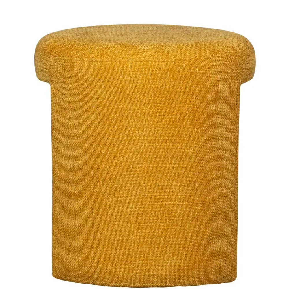 Wohnen Hocker<Runder Sitzhocker in Gelb Chenillebezug - Lourettes (2er Set)