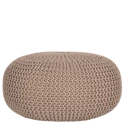 Wohnen Hocker<Runder Sitzpouf aus Strickstoff in Beige - Zardar