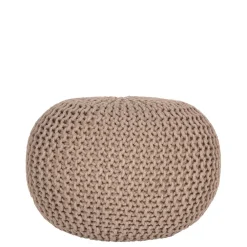 Wohnen Hocker<Runder Sitzpouf aus Strickstoff in Beige - Zardar