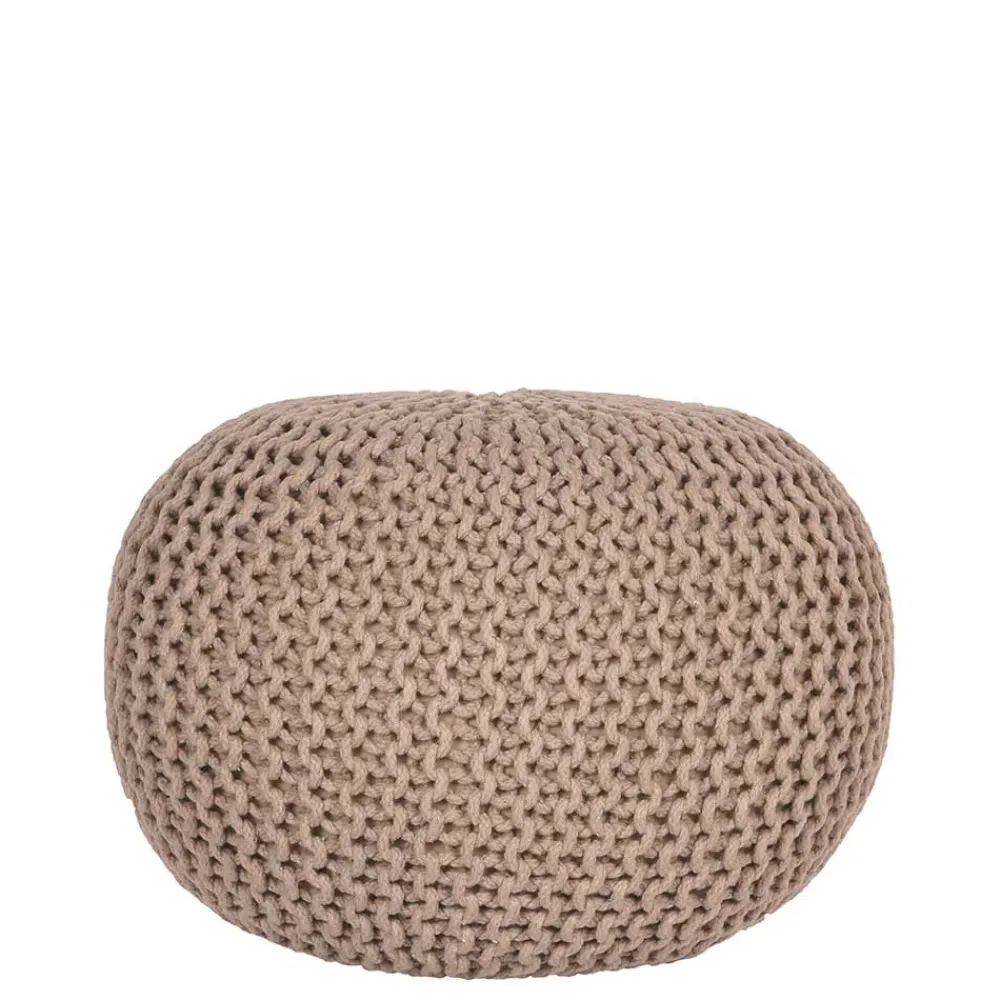 Wohnen Hocker<Runder Sitzpouf aus Strickstoff in Beige - Zardar