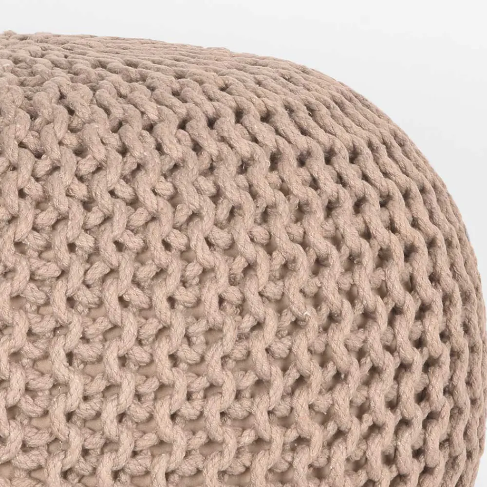 Wohnen Hocker<Runder Sitzpouf aus Strickstoff in Beige - Zardar