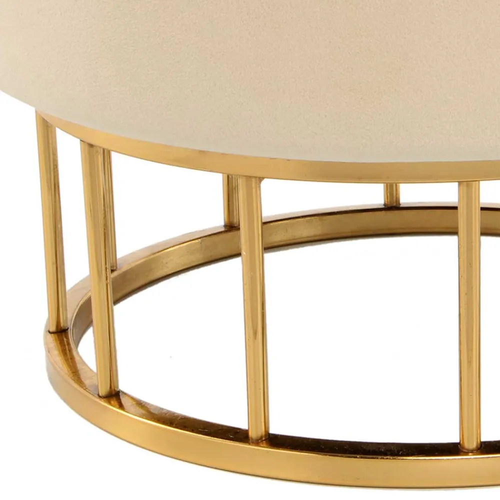 Wohnen Hocker<Runder Stauraum Hocker in Creme & Gold - Loeesa