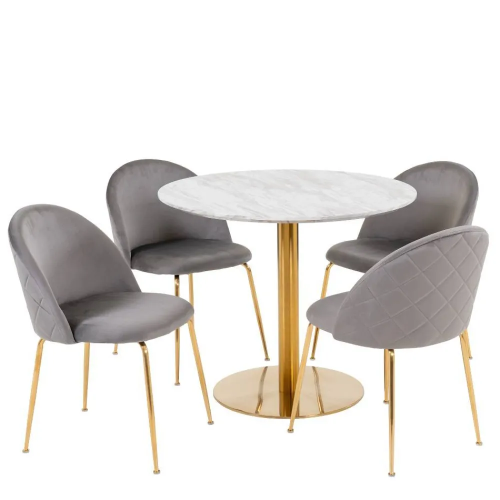Wohnen Sitzgruppe<Runder Tisch & vier Stühle Set - Zimarena (fünfteilig)