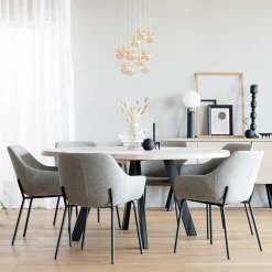 Wohnen Sitzgruppe<Runder White Wash Esstisch & Stühle - Pulva (siebenteilig)