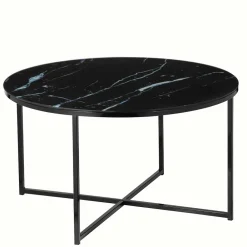 Wohnen Tische<Runder Wohnzimmer Glastisch in Marmor Schwarz - Adiana