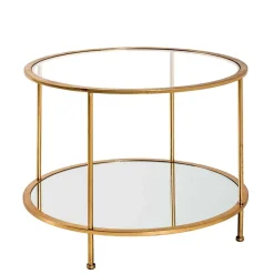 Wohnen Tische<Runder Wohnzimmer Tisch mit Glas & Spiegelglas - Alisa