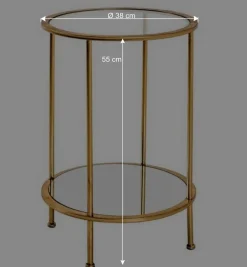 Wohnen Tische<Runder Wohnzimmer Tisch mit Glas & Spiegelglas - Alisa
