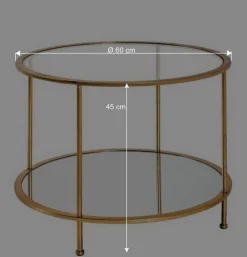 Wohnen Tische<Runder Wohnzimmer Tisch mit Glas & Spiegelglas - Alisa