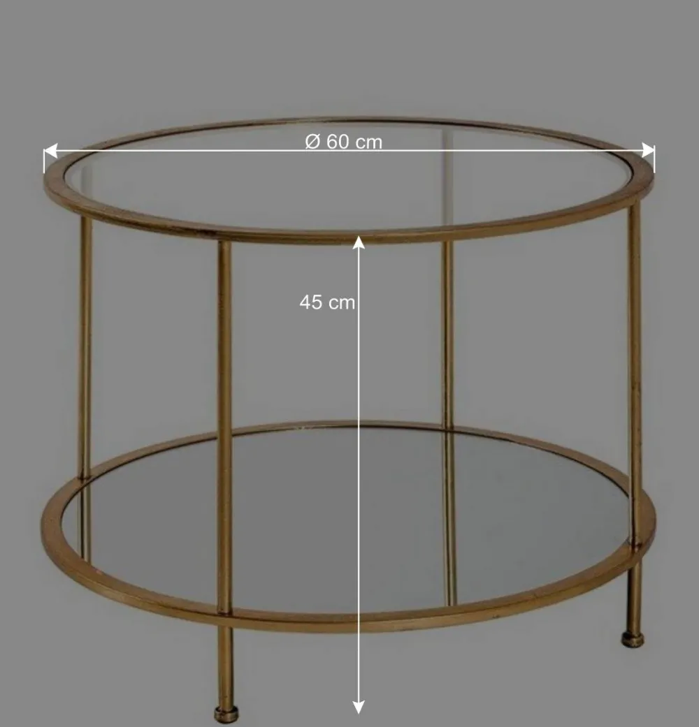 Wohnen Tische<Runder Wohnzimmer Tisch mit Glas & Spiegelglas - Alisa