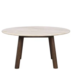 Wohnen Tische<Runder Wohnzimmertisch aus Travertin Stein Beige - Cheyenne