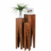 Wohnen Tische<Rustikale Holz Blumensäule Set Pisinon aus Sheesham (dreiteilig)