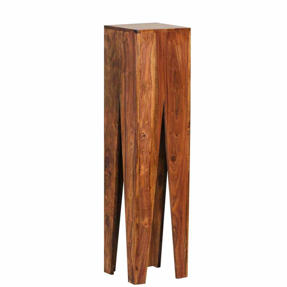Wohnen Tische<Rustikale Holz Blumensäule Set Pisinon aus Sheesham (dreiteilig)