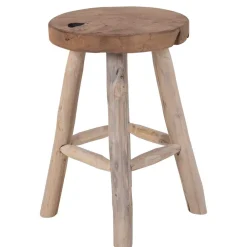 Wohnen Hocker<Rustikaler Holzhocker aus Teak Massivholz - Isabelona