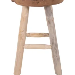 Wohnen Hocker<Rustikaler Holzhocker aus Teak Massivholz - Isabelona