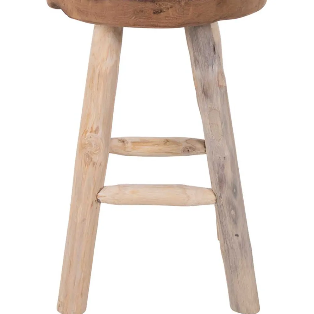 Wohnen Hocker<Rustikaler Holzhocker aus Teak Massivholz - Isabelona