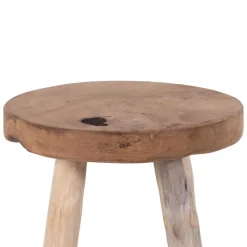 Wohnen Hocker<Rustikaler Holzhocker aus Teak Massivholz - Isabelona