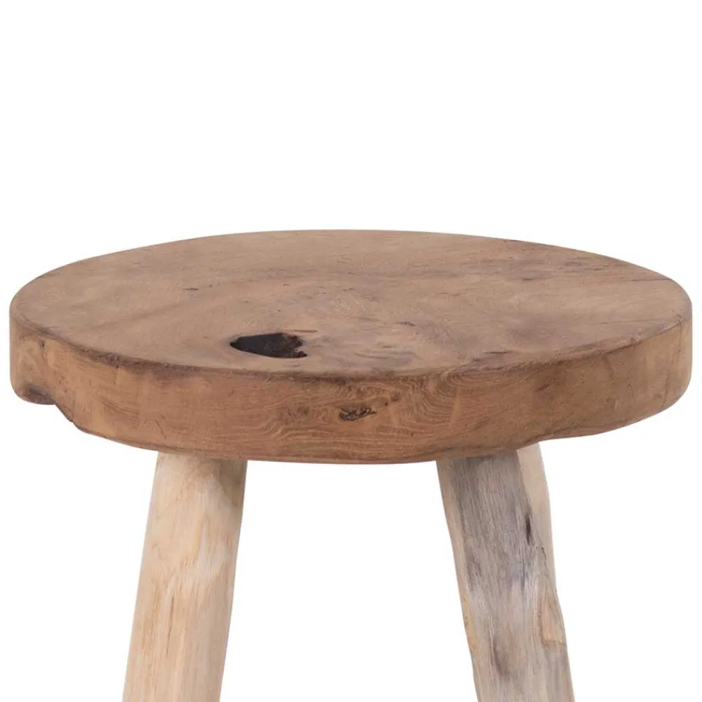 Wohnen Hocker<Rustikaler Holzhocker aus Teak Massivholz - Isabelona