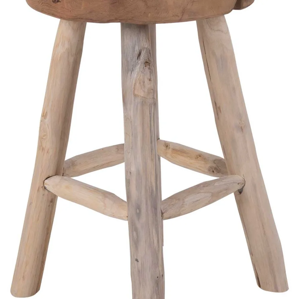 Wohnen Hocker<Rustikaler Holzhocker aus Teak Massivholz - Isabelona