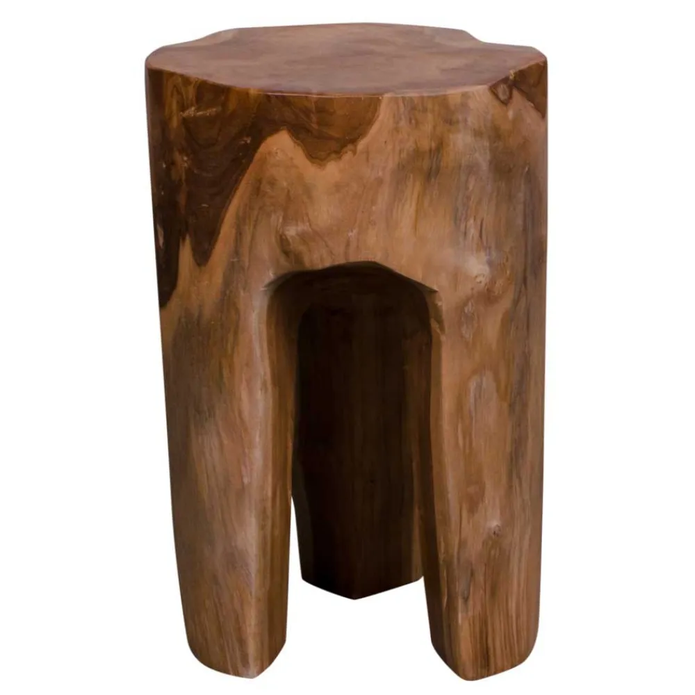 Wohnen Hocker<Rustikaler Teakholz Hocker naturbelassen - Verian