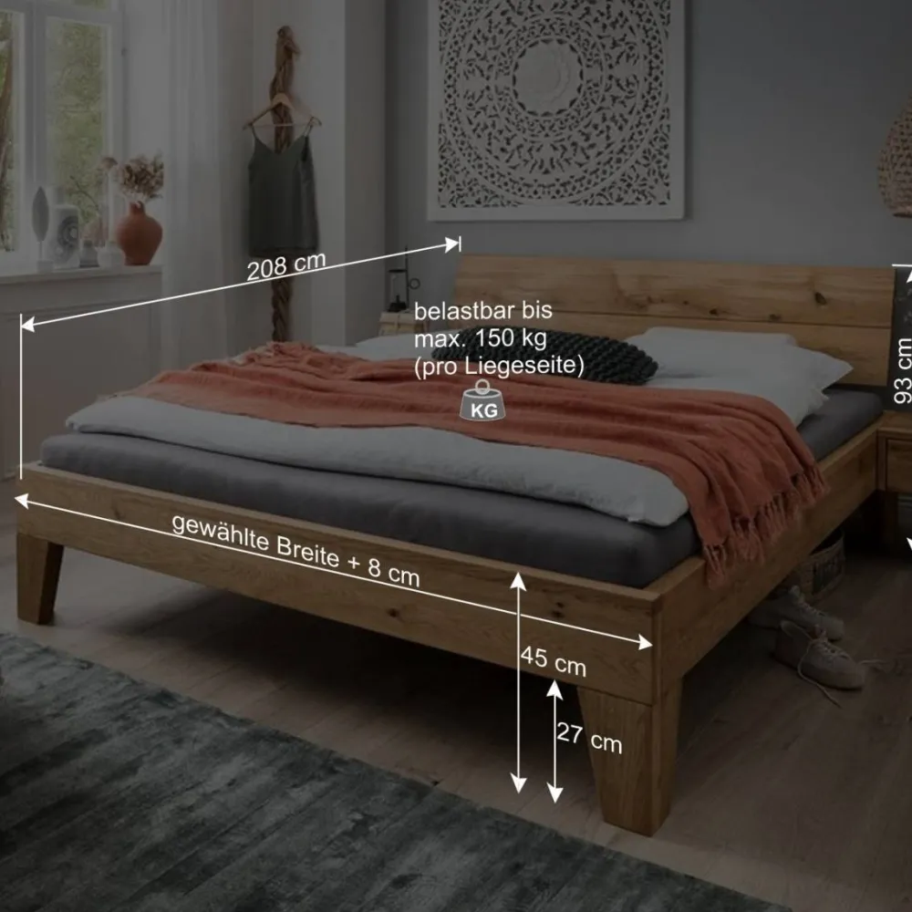 Wohnen Betten<Rustikales Bett Set mit Nachttischen - Yunves (dreiteilig)