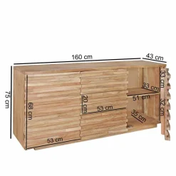 Wohnen Sideboards<Rustikales Design Sideboard Pisino aus Holz Akazie massiv