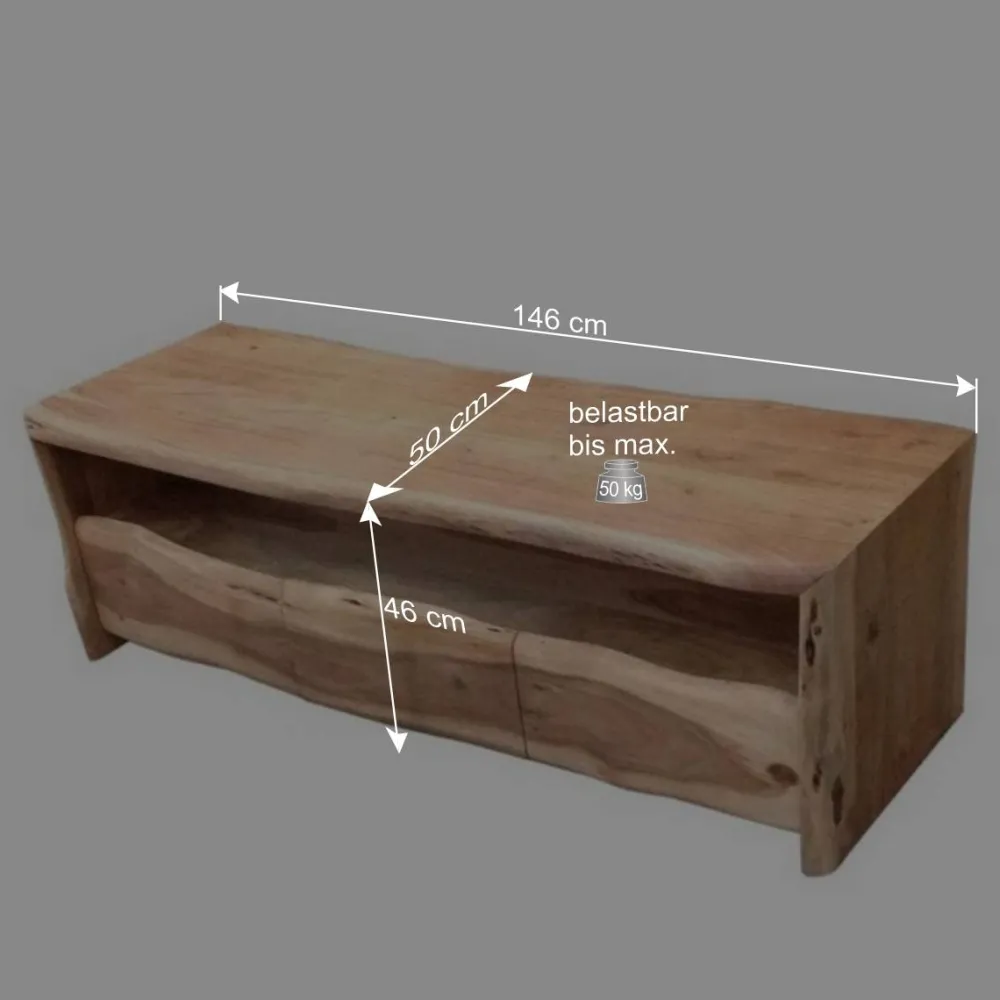 Wohnen Tv & Hifi-Möbel|Lowboards<Rustikales TV Lowboard mit Baumkante - Necrus