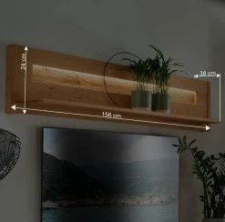 Wohnen Regale<Rustikales Wandboard aus Wildeiche massiv - Millena