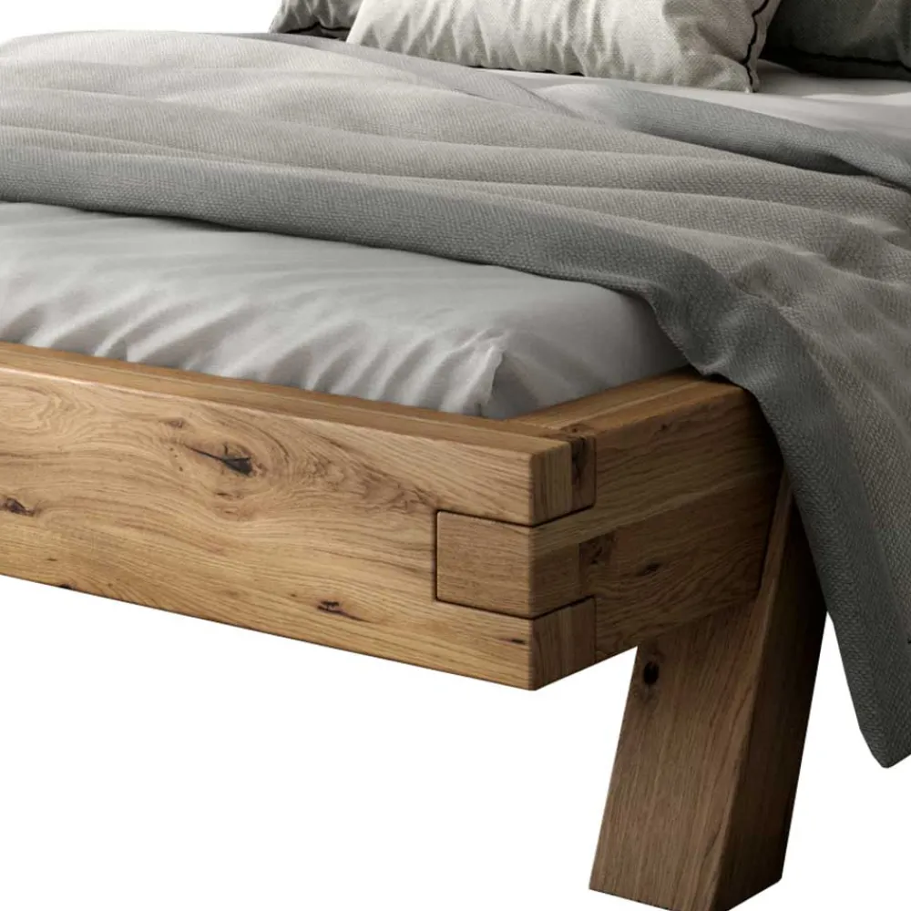 Wohnen Betten<Rustikal-modernes Bett aus Asteiche Massivholz - Raistan