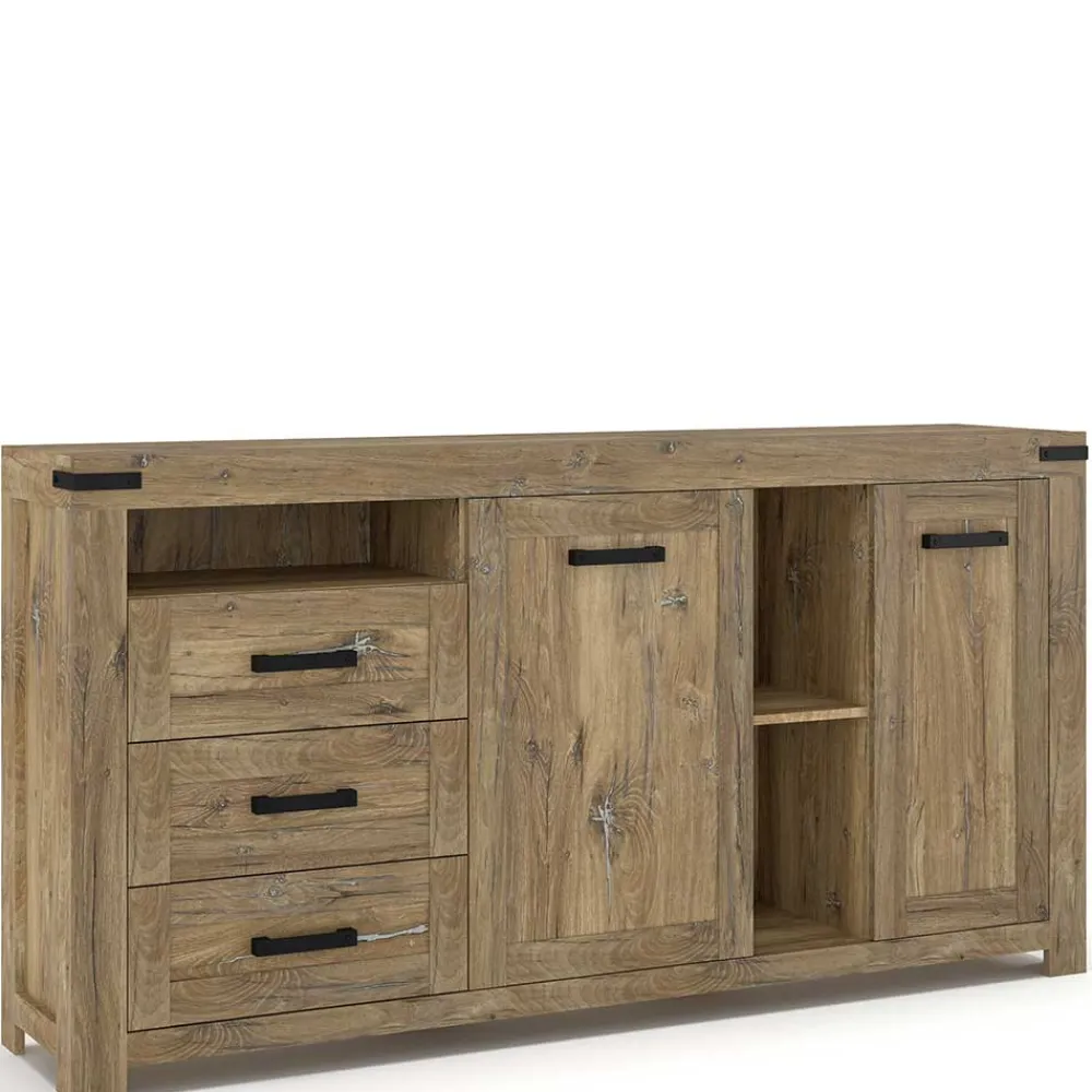 Wohnen Sideboards<Rustikal-modernes Sideboard in Eiche Dunkel - Ginetta