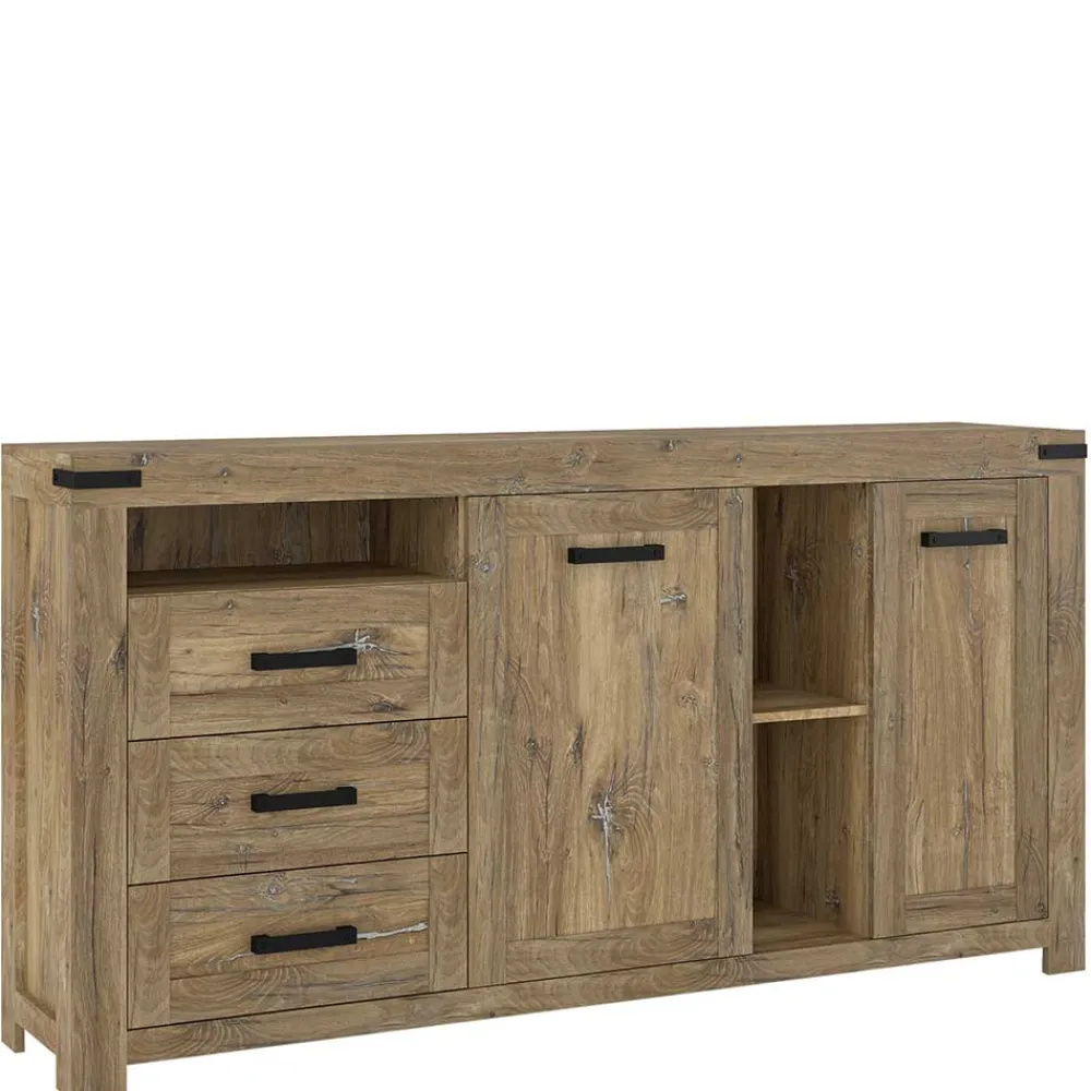 Wohnen Sideboards<Rustikal-modernes Sideboard in Eiche Dunkel - Ginetta