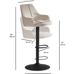 Wohnen Hocker<Samt Barstuhl in Beige - Heats