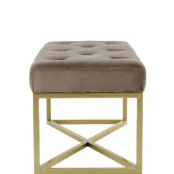 Wohnen Sitzbank<Samt Bettbank in Taupe mit Gold - Davork