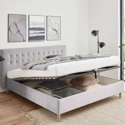 Wohnen Betten<Samt Doppelbett mit Bettkasten - Diadonna