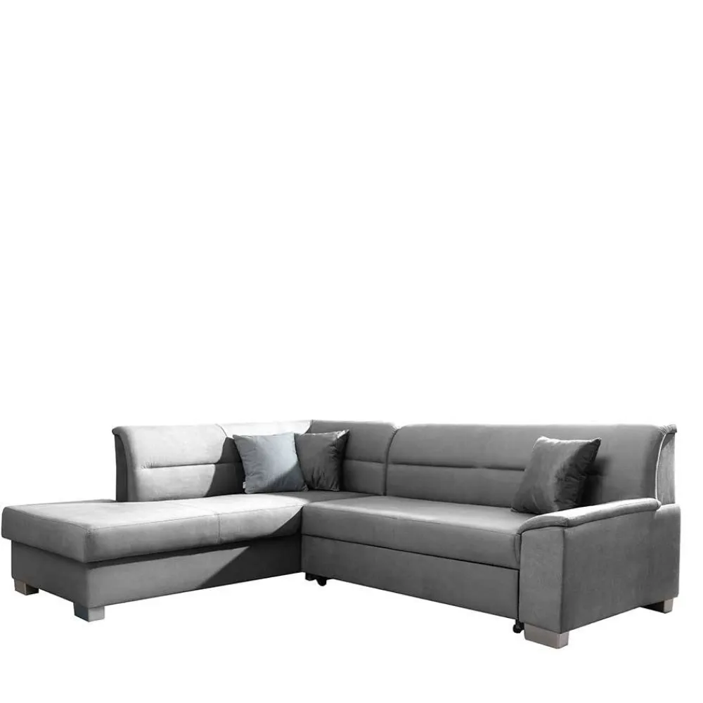 Wohnen Sofas<Samt Eckcouch in Grau mit Bettfunktion - Elhan