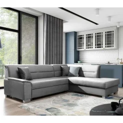 Wohnen Sofas<Samt Eckcouch in Grau mit Bettfunktion - Elhan