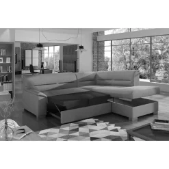 Wohnen Sofas<Samt Eckcouch in Grau mit Bettfunktion - Elhan