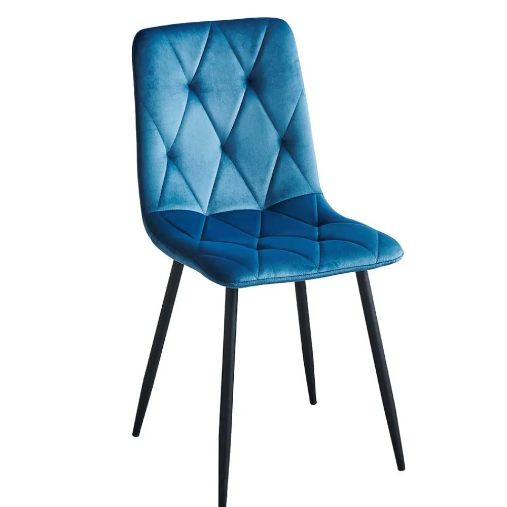 Wohnen Stühle<Samt Esszimmerstühle in Blau - Assolato (4er Set)