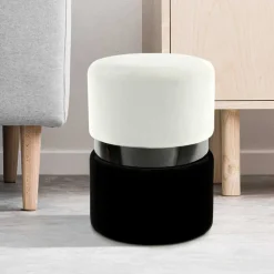 Wohnen Hocker<Samt Hocker in Creme & Schwarz - Gilianoa