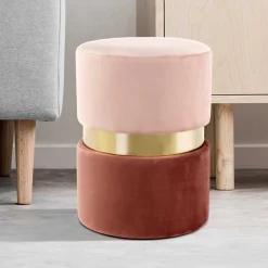 Wohnen Hocker<Samt Hocker in Rosa hell & dunkel mit Gold - Adelaide