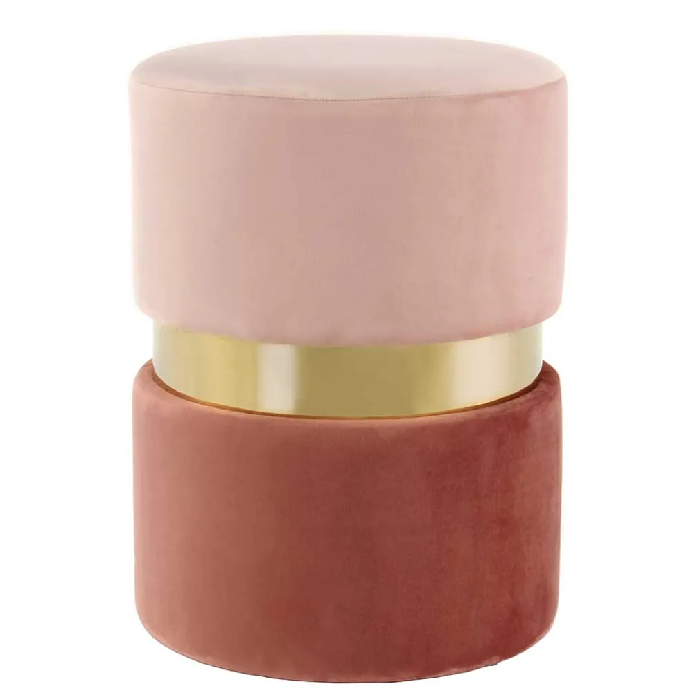 Wohnen Hocker<Samt Hocker in Rosa hell & dunkel mit Gold - Adelaide