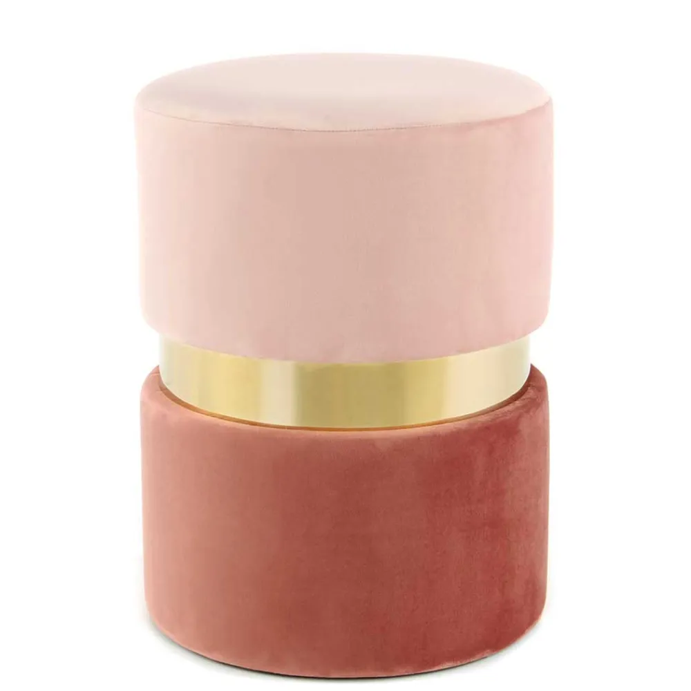Wohnen Hocker<Samt Hocker in Rosa hell & dunkel mit Gold - Adelaide