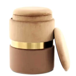 Wohnen Hocker<Samt Hocker Set in Hellbraun & Braun - Valerana (zweiteilig)