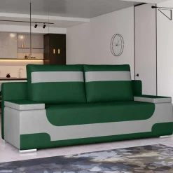 Wohnen Betten|Sofas<Samt Klappcouch in Dunkelgrün und Hellgrau - Alaleva