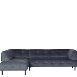 Wohnen Sofas<Samt L-Sofa in Dunkelgrau - Roccoss