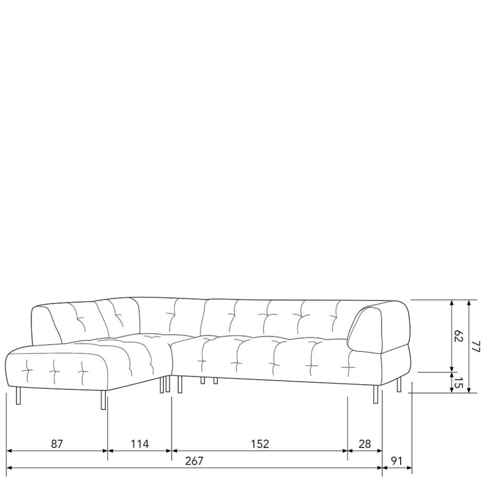 Wohnen Sofas<Samt L-Sofa in Dunkelgrau - Roccoss