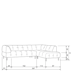 Wohnen Sofas<Samt L-Sofa in Dunkelgrau - Roccoss
