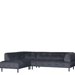 Wohnen Sofas<Samt L-Sofa in Dunkelgrau - Roccoss