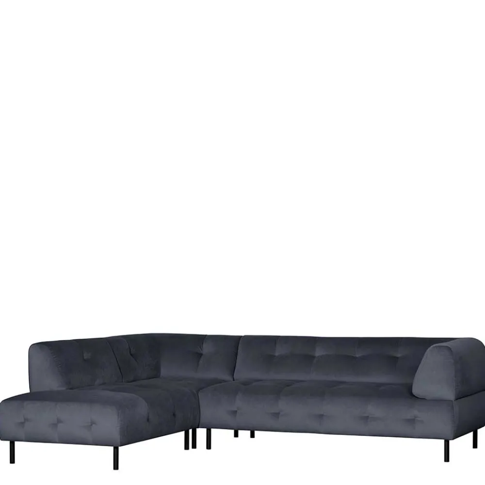Wohnen Sofas<Samt L-Sofa in Dunkelgrau - Roccoss