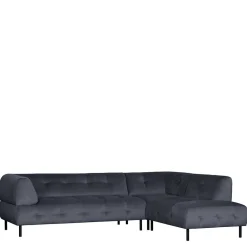 Wohnen Sofas<Samt L-Sofa in Dunkelgrau - Roccoss