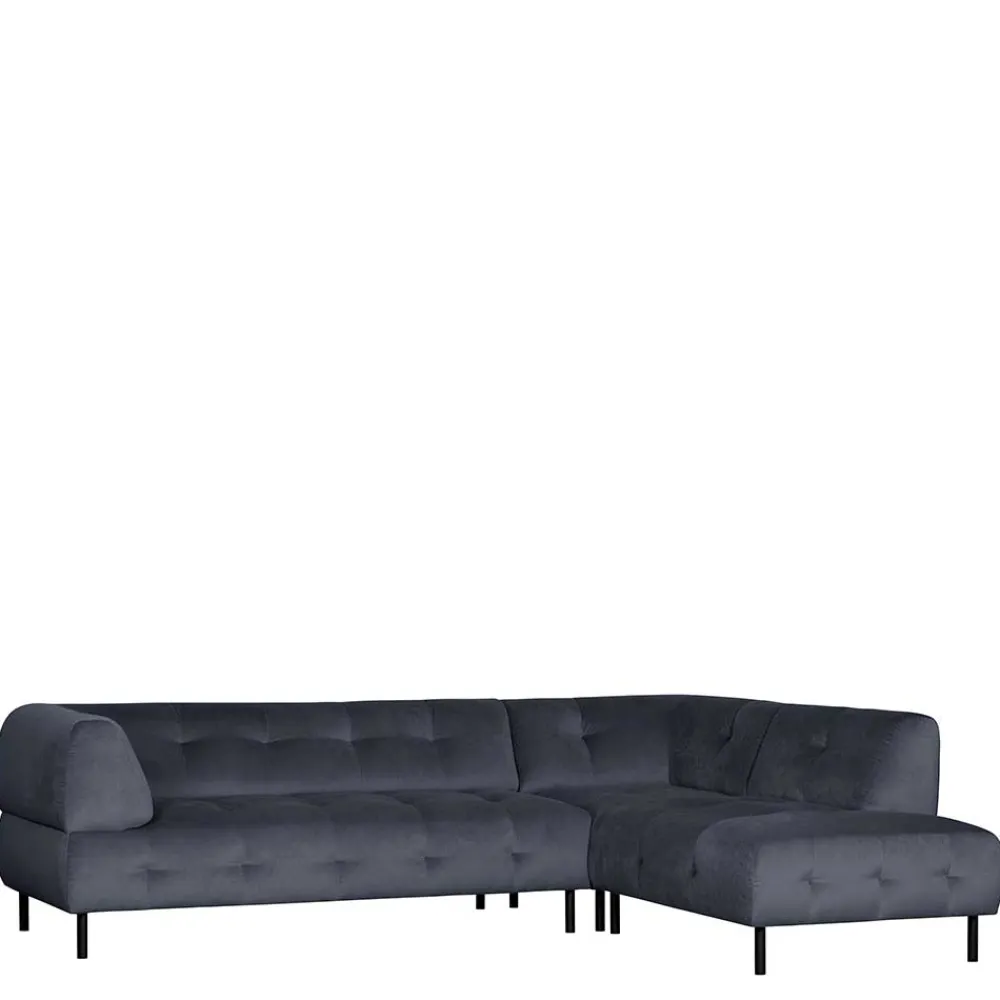 Wohnen Sofas<Samt L-Sofa in Dunkelgrau - Roccoss